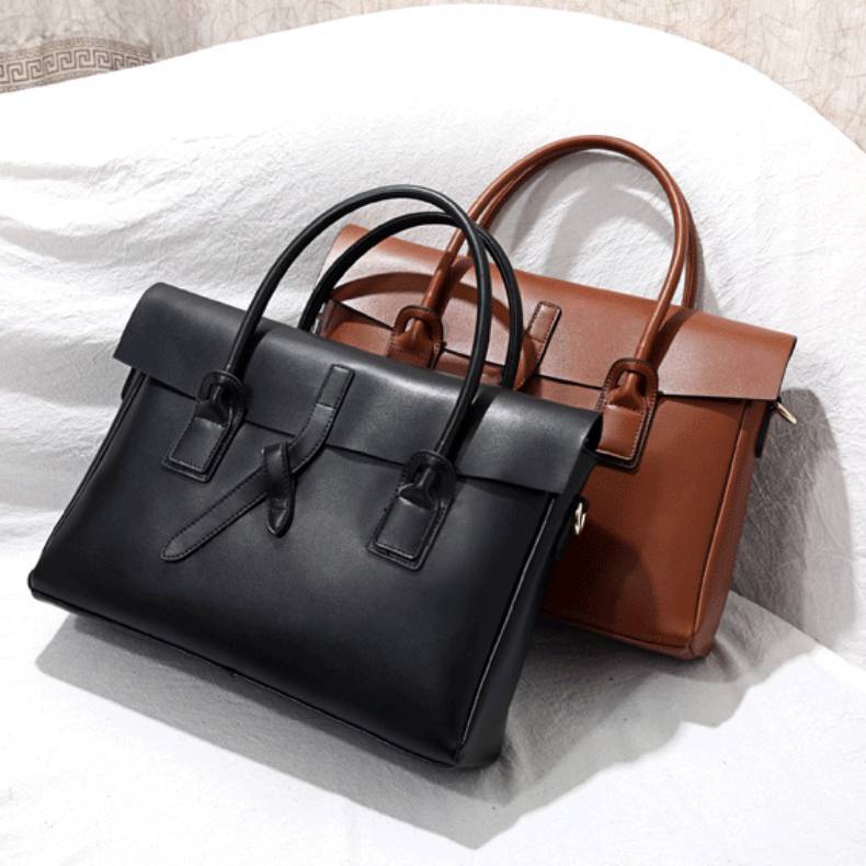 leather commuter handbag business computer briefcase a4 document bag