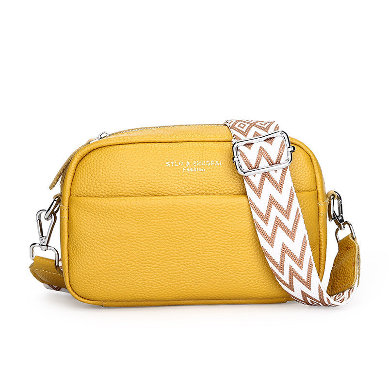 fashion simple shoulder messenger bag top layer cowhide small square bag