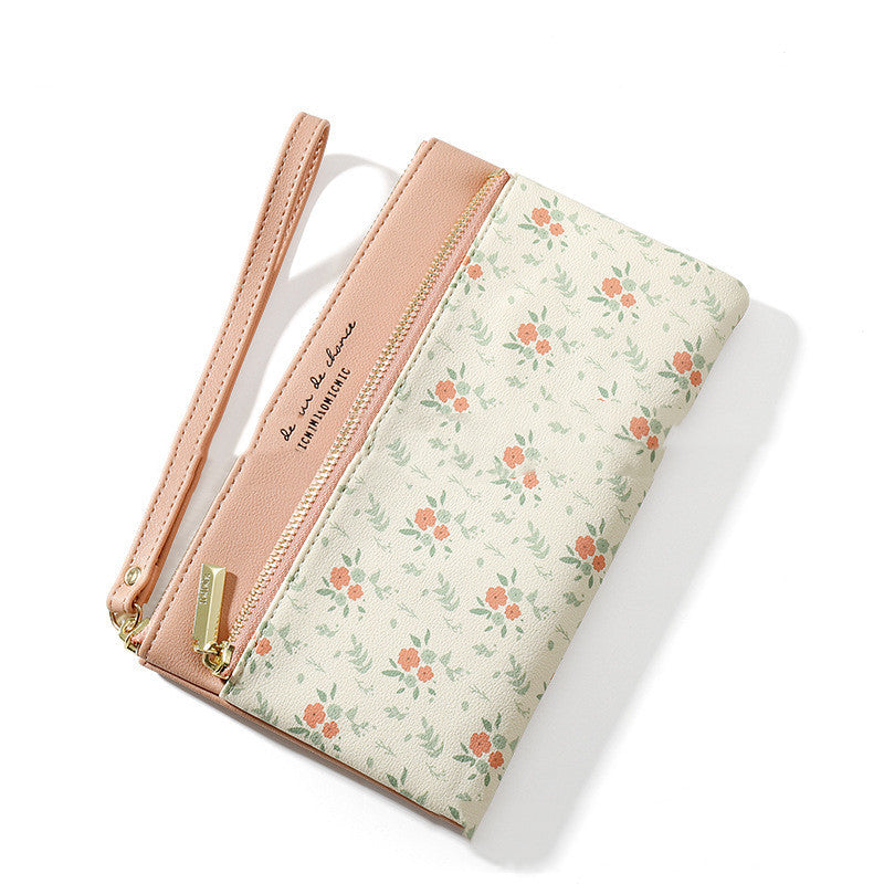 womens long wallet korean style large capacity hand zipper bag floral leather long purses and handbags women bags