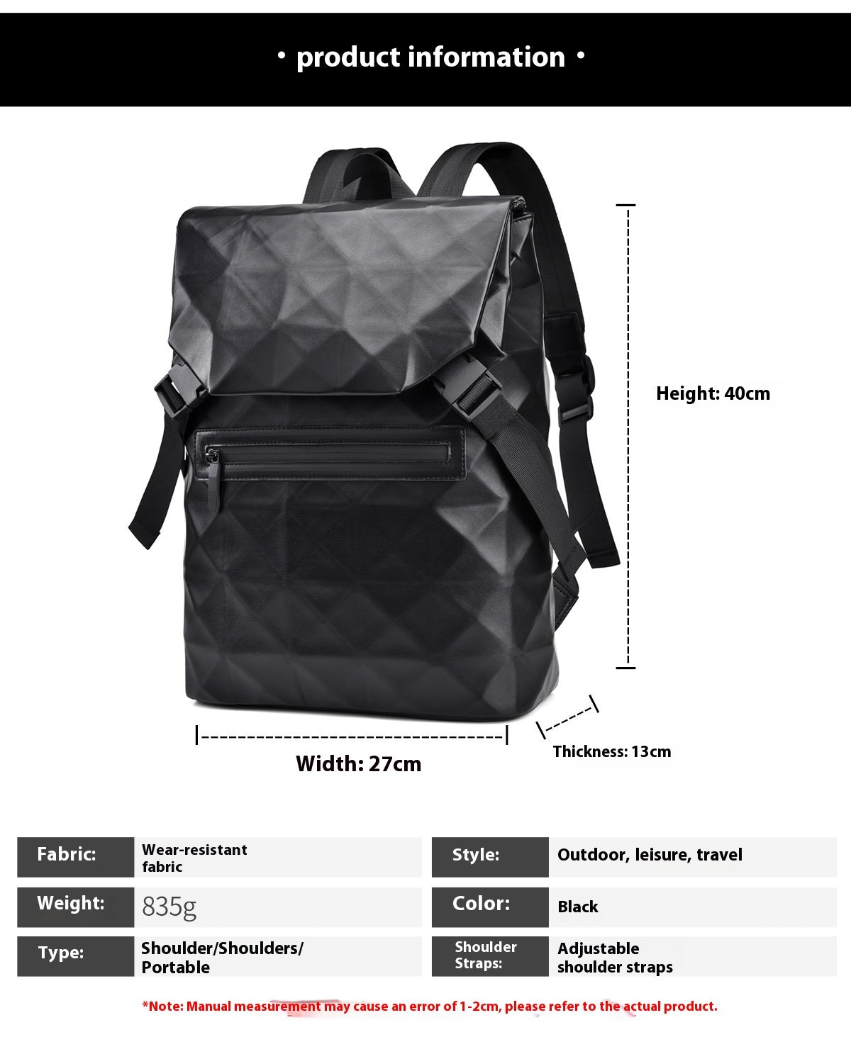 diamond lattice mens casual backpack