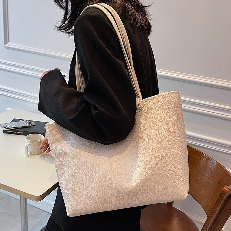 all match casual soft leather large capacity shoulder bag