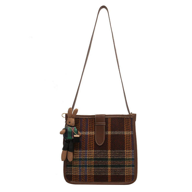 womens retro plaid crossbody fashion bag