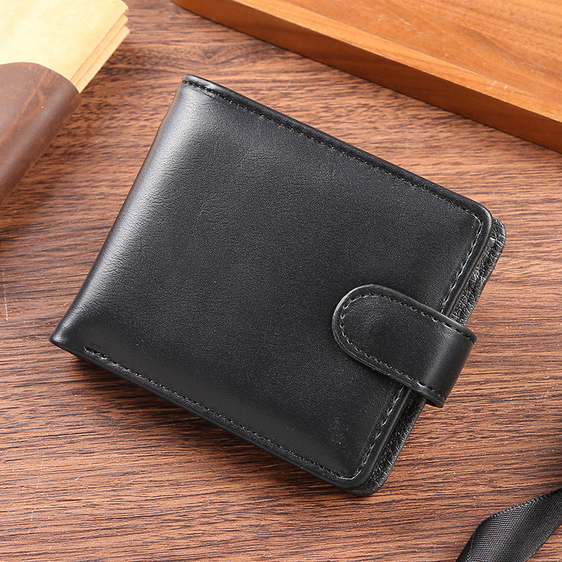 mens pu leather horizontal wallet large capacity multiple card slots with zipper coin pocket