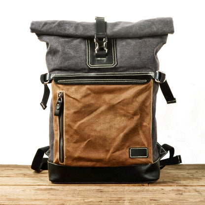 contrast color pepper and salt scroll backpack