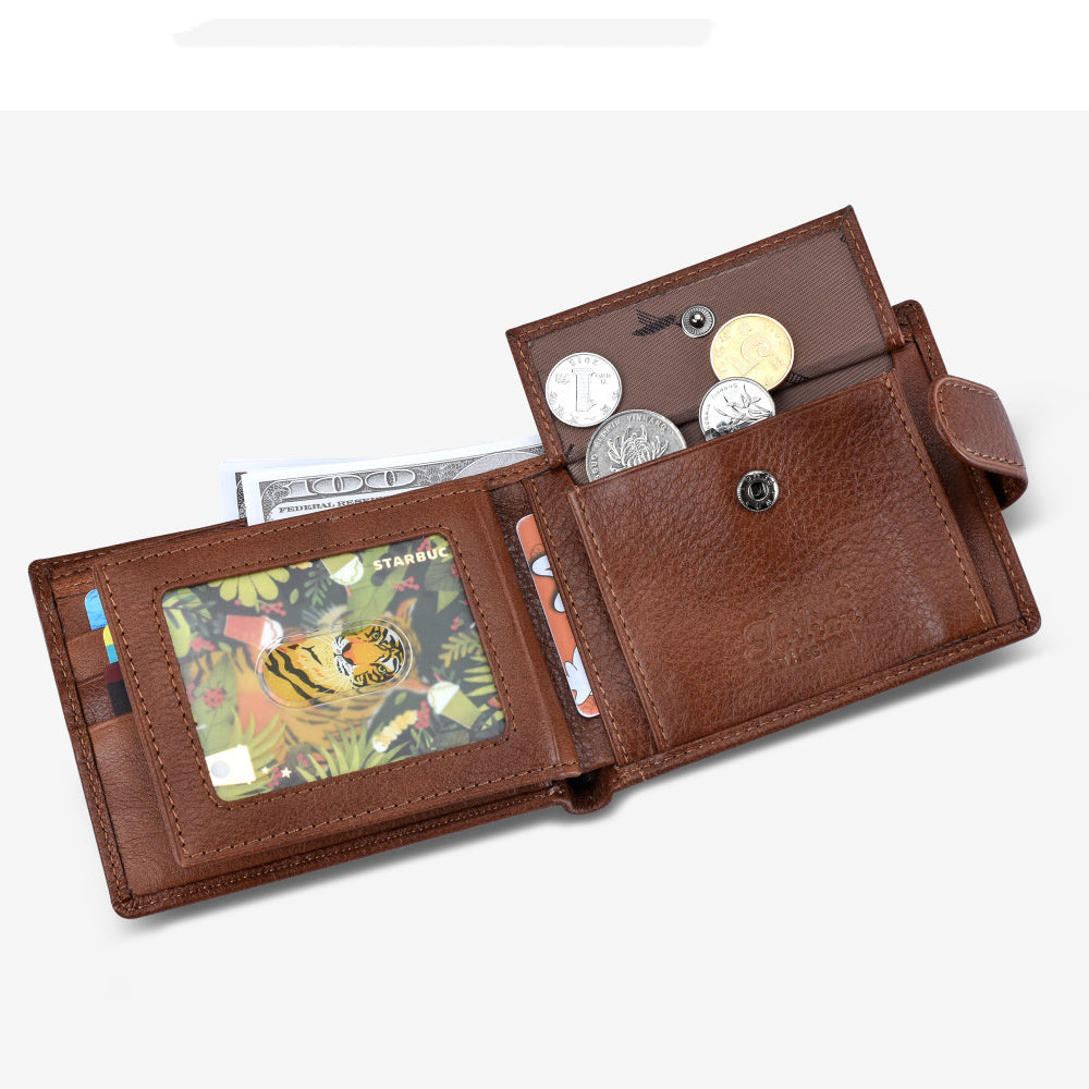 mens leather wallet multifunctional short men