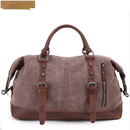 canvas traveling crazy horse leather casual travel messenger shoulder bag large capacity