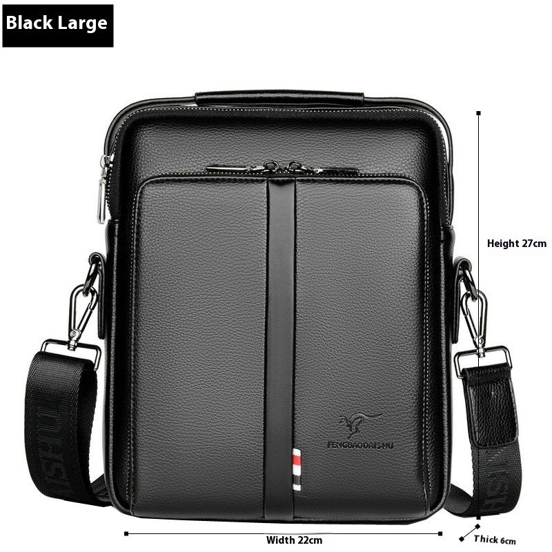 mens business casual crossbody vertical and portable design large capacity shoulder leather backpack