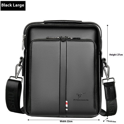 mens business casual crossbody vertical and portable design large capacity shoulder leather backpack