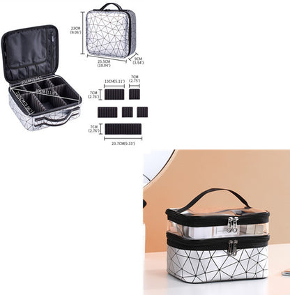 portable square diamond clapboard cosmetic bag large capacity waterproof cosmetic case set