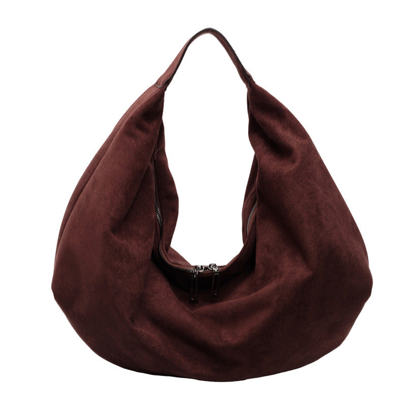 retro casual large capacity totes suede fabric