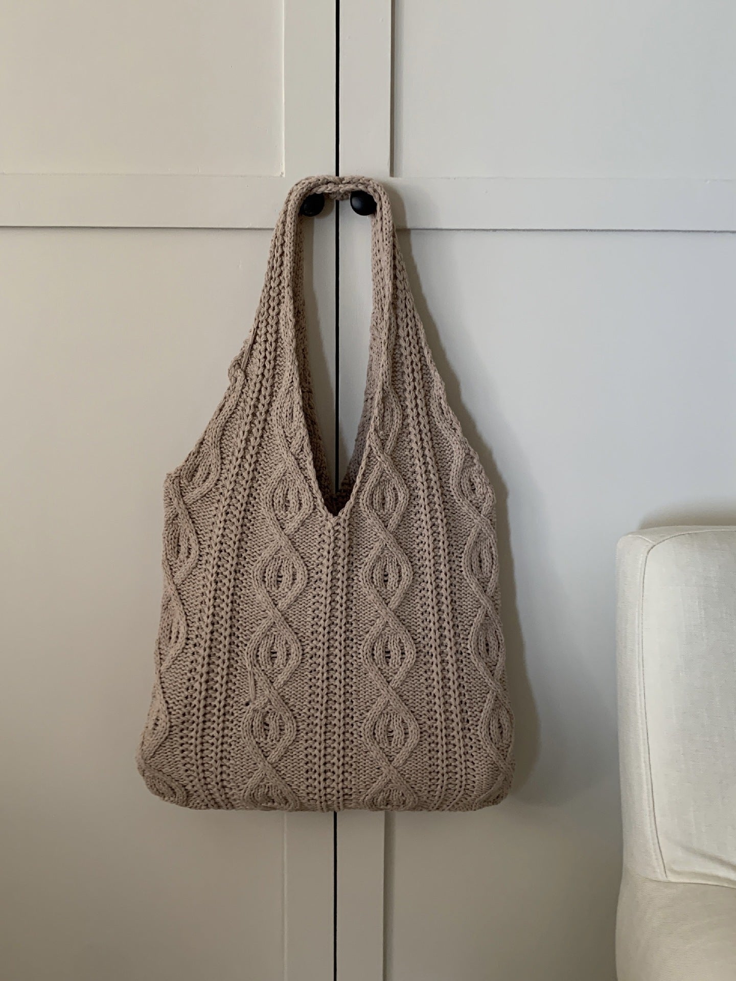 retro knitted bag handmade wool weaving