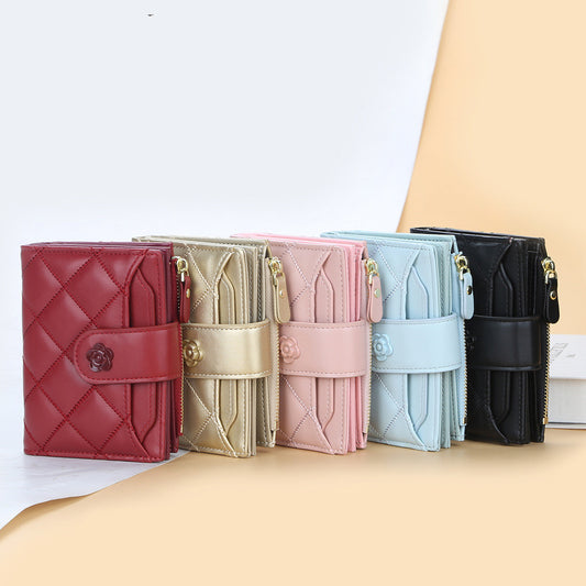 womens short multiple card slots zipper wallet