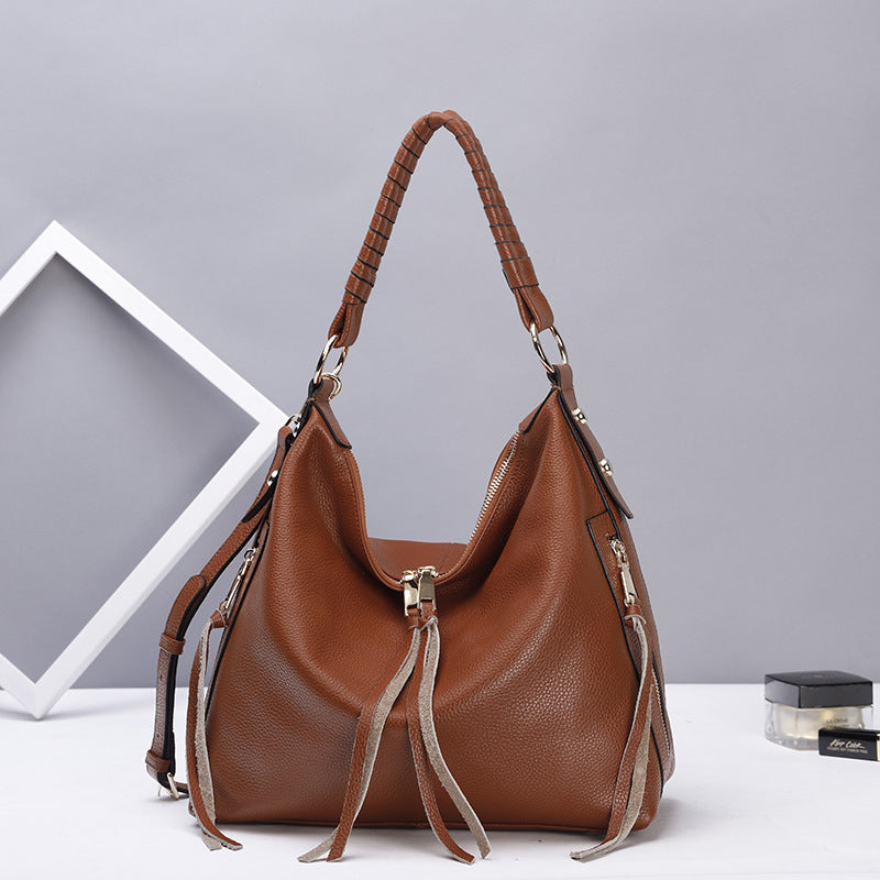 casual leather shoulder bag large capacity