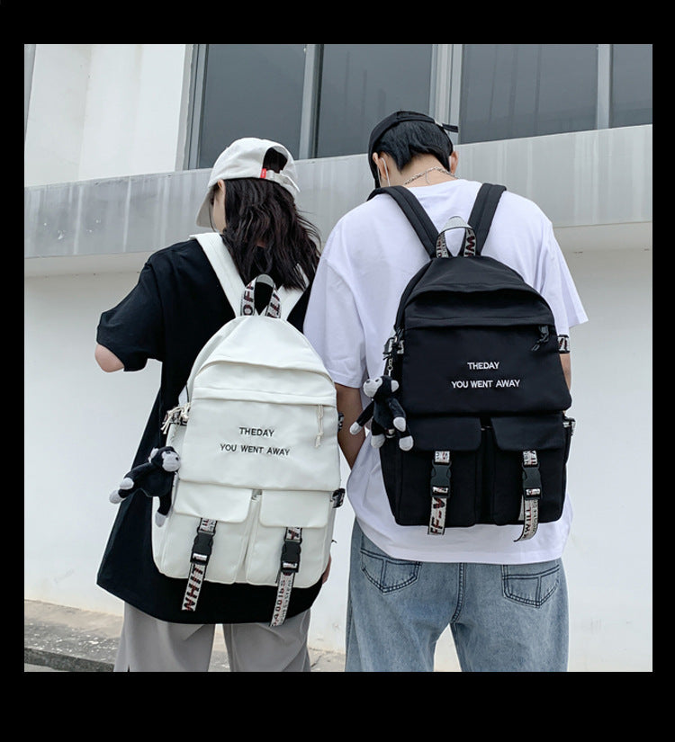 backpack female new korean style fashion brand college style schoolbag male college student leisure simple backpack