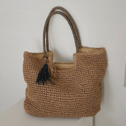 winter fashion straw casual tote bag