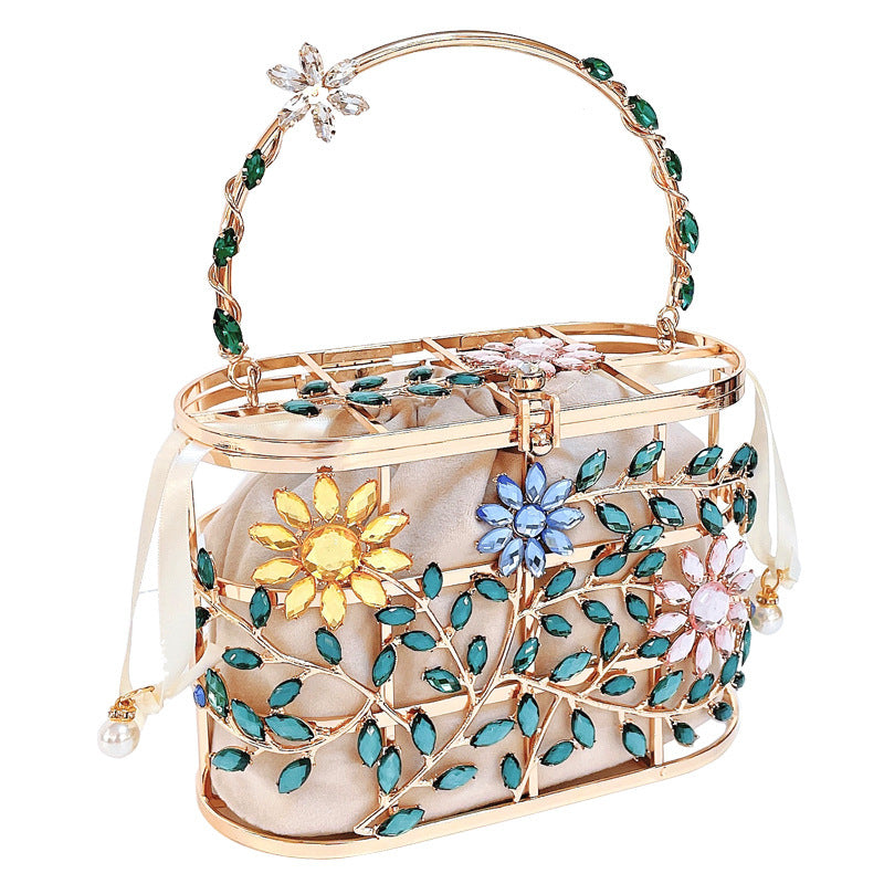 womens diagonal diamond leaf dinner bag