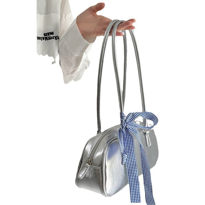 ballet style bow portable silver bag
