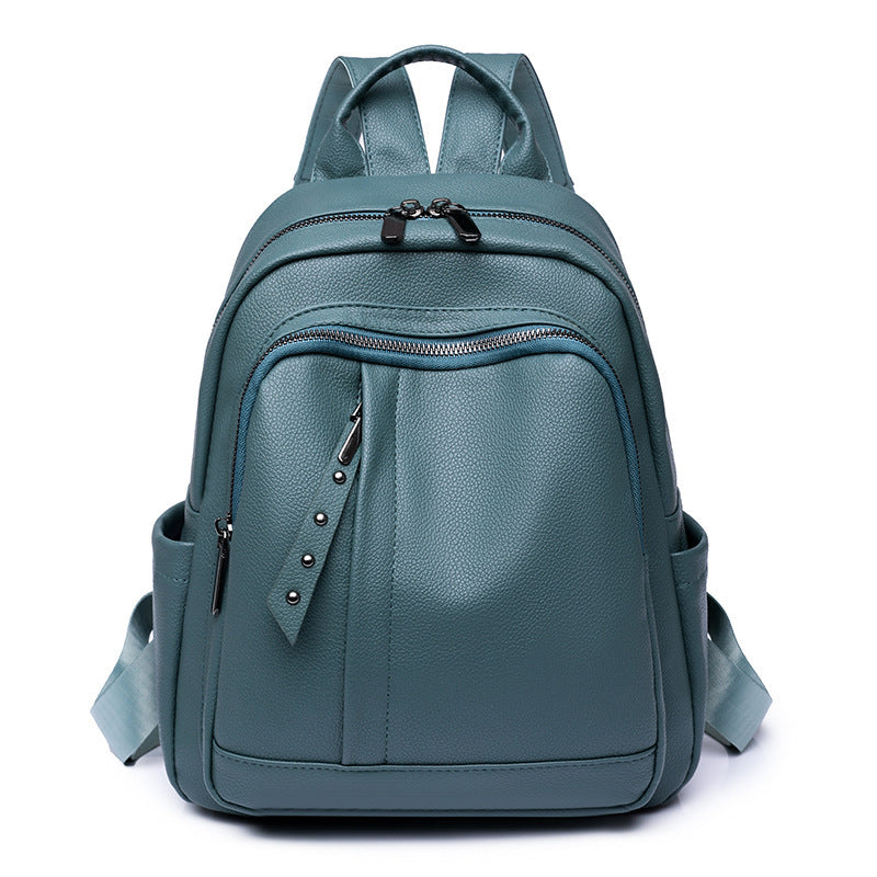 light luxury high grade backpack womens backpack pu soft leather fashion simple waterproof large capacity travel bag