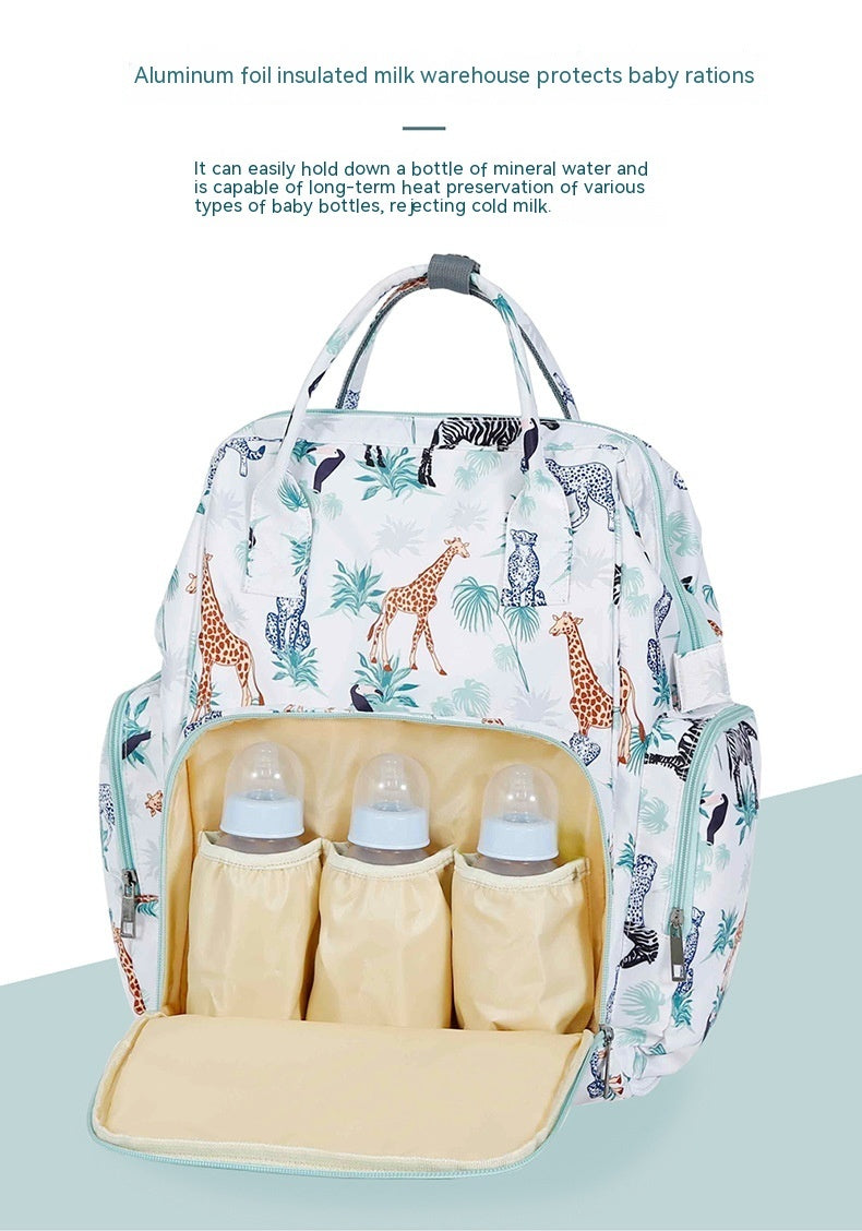 fashion waterproof printed nylon multi functional large capacity backpack portable mummy bag