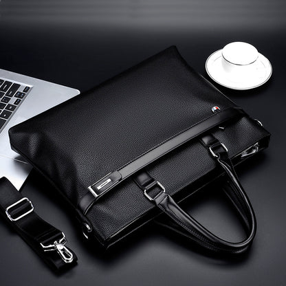 large capacity business handbag mens soft leather briefcase