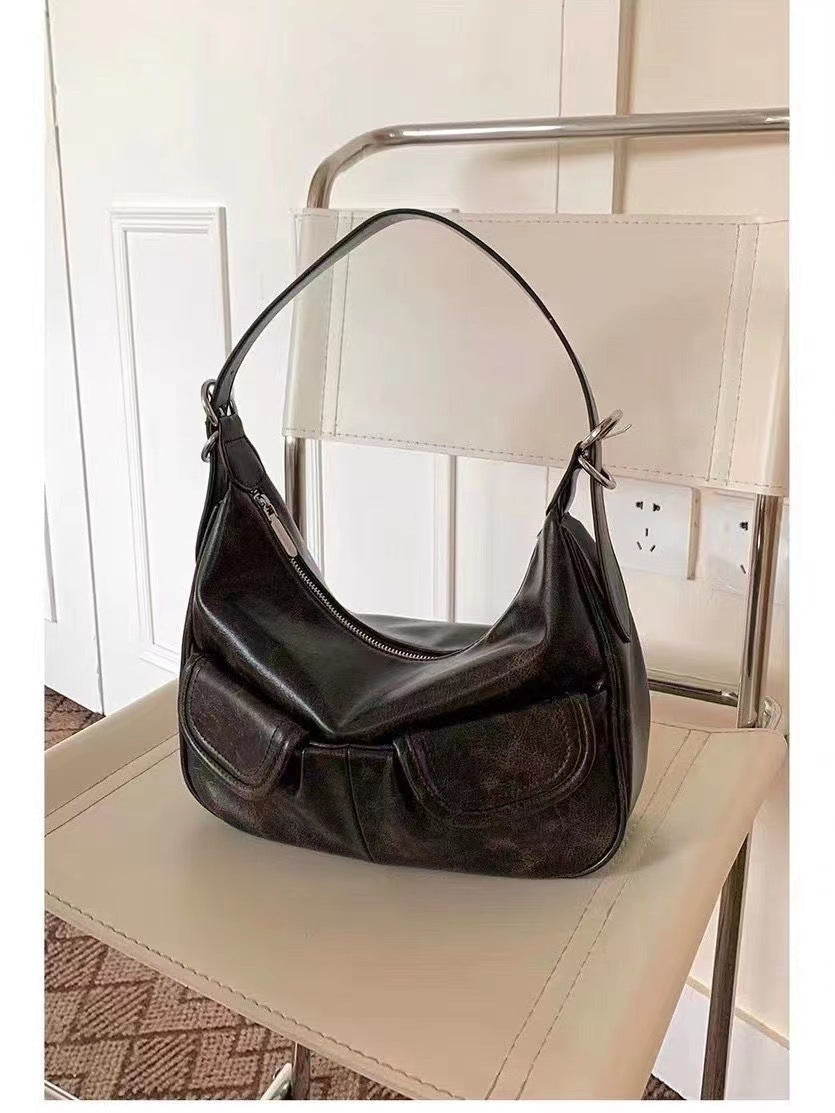 one shoulder maillard distressed underarm bag women