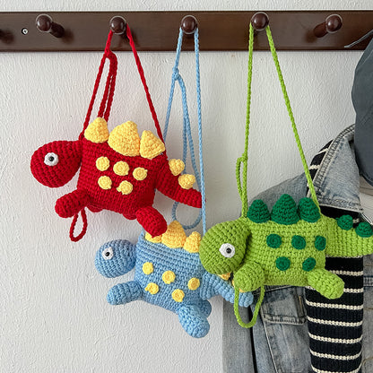 little dinosaur woolen yarn bag hand crocheted