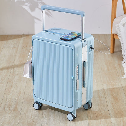 Multifunctional USB Charging Trolley Case Front Fastening Wide Trolley Universal Wheel 20-inch Boarding