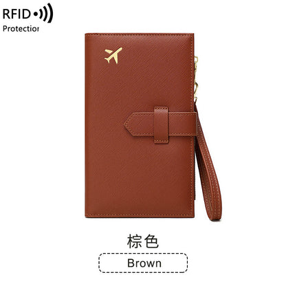 rfid anti magnetic passport holder multifunctional long ladies wallet
