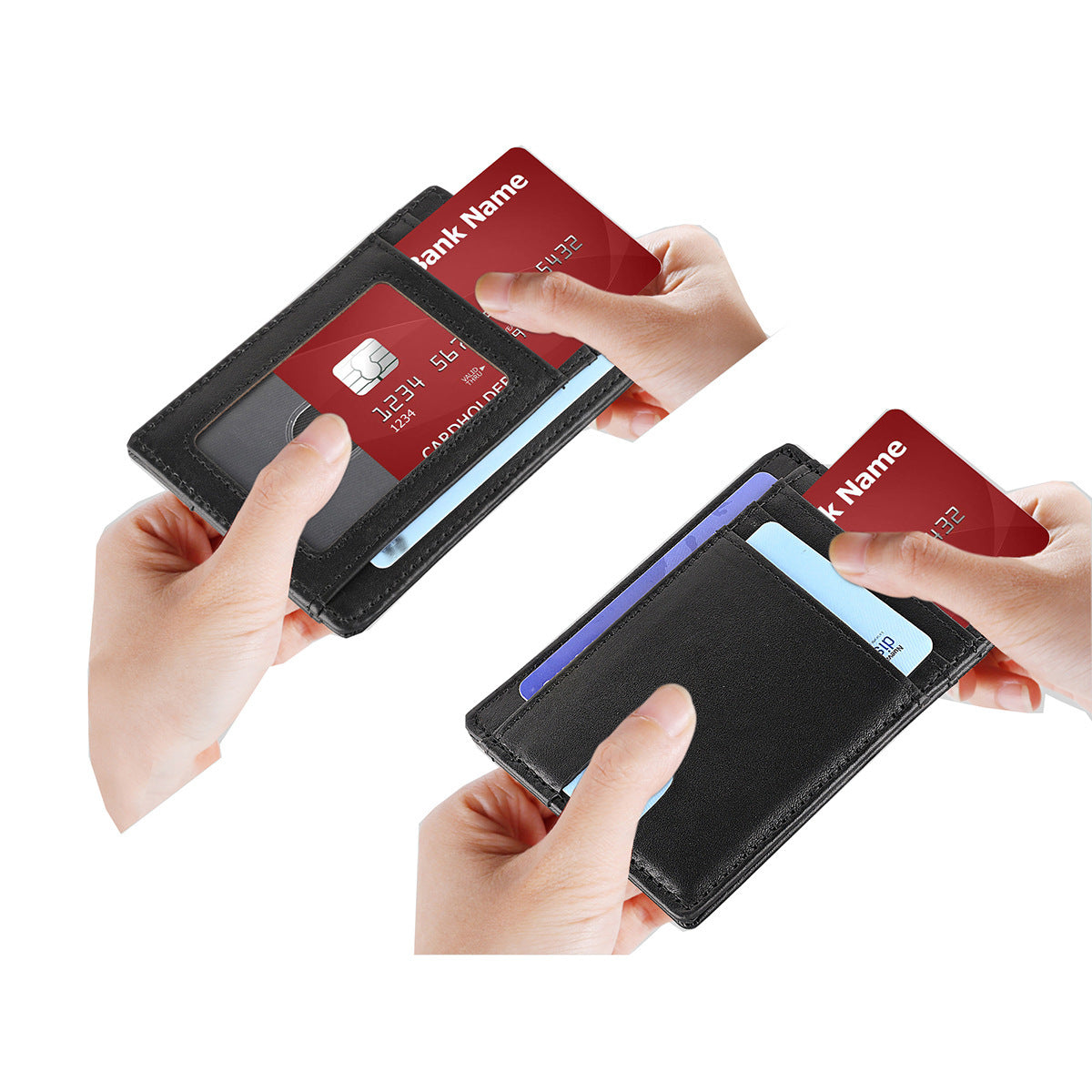 multiple card slots mens first layer cowhide wallet