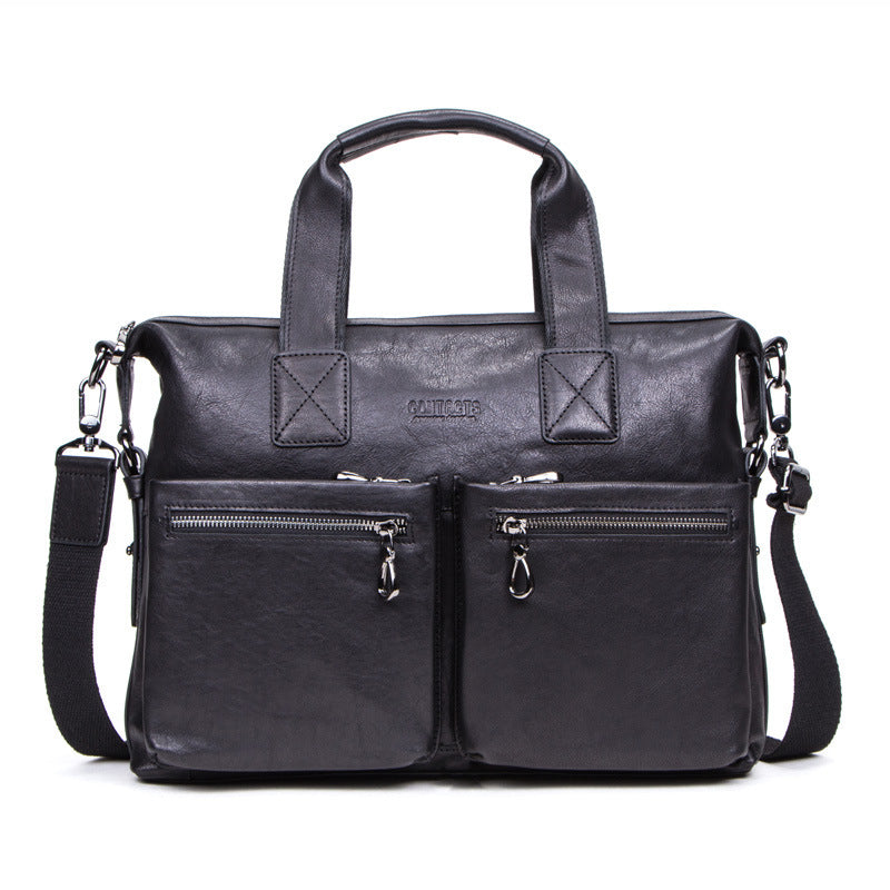 computer vegetable tanned leather portable briefcase casual leather mens bag