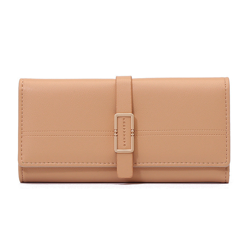 long metal buckle simple tri fold clutch