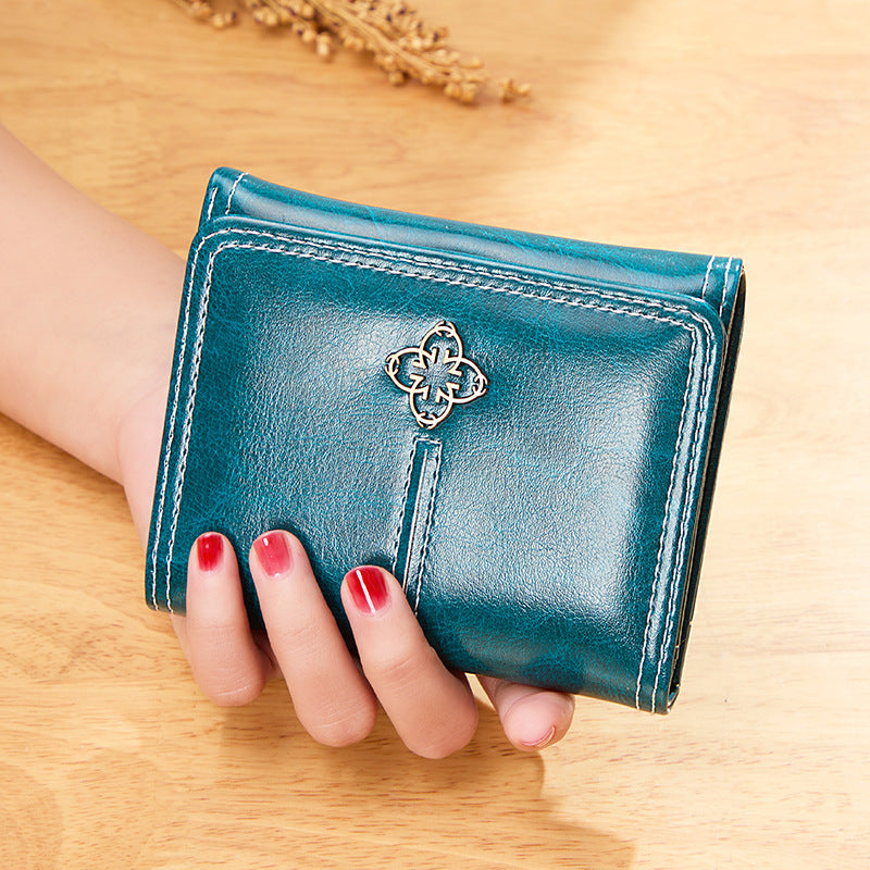 womens short trifold vintage wallet