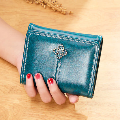 womens short trifold vintage wallet