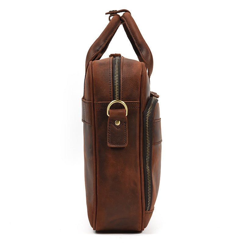 mens first layer cowhide portable briefcase