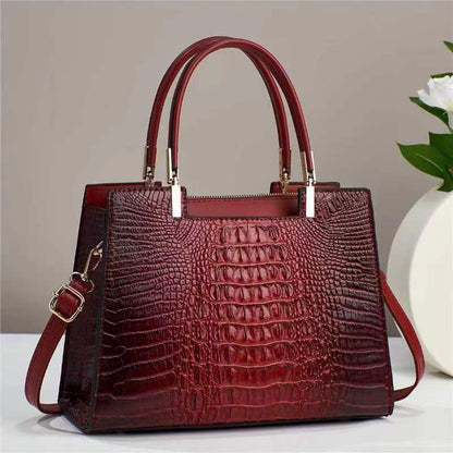 womens fashion casual crocodile pattern large capacity handbag