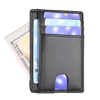 multiple card slots mens first layer cowhide wallet