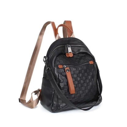 first layer cowhide womens diamond plaid backpack