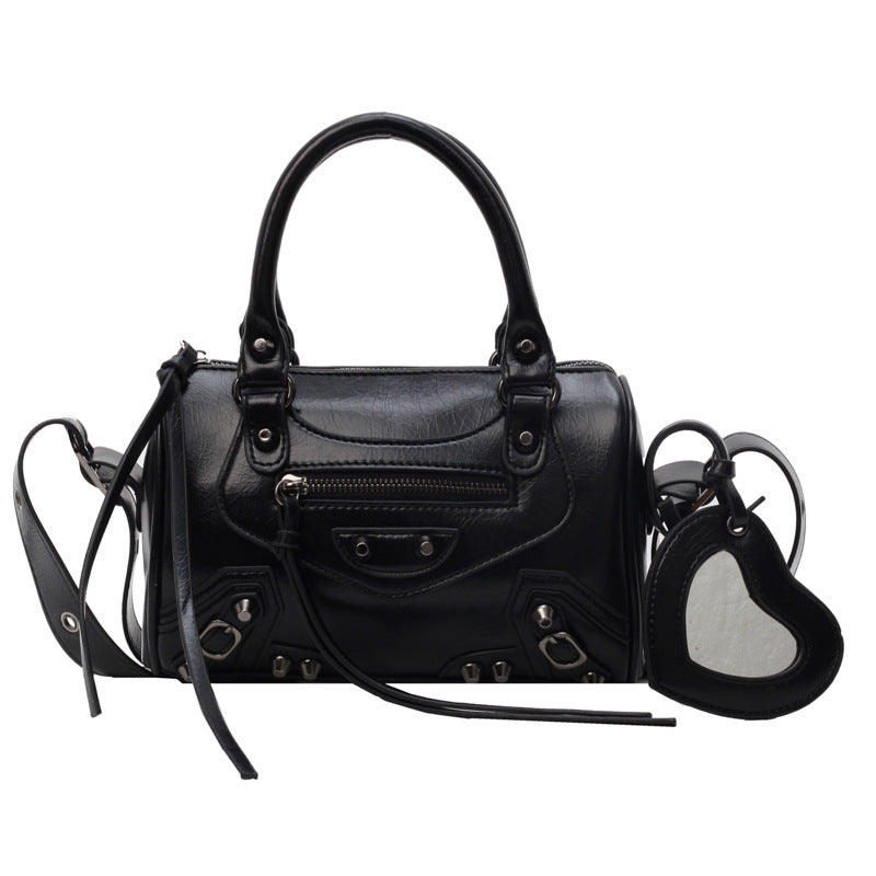 portable tassel rivet shoulder crossbody underarm pillow bag