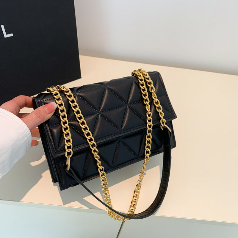 western style rhombus embroidery thread shoulder messenger bag