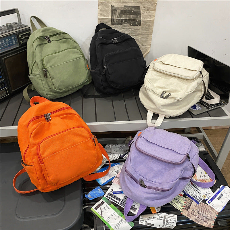 student retro wash canvas casual sen series backpack