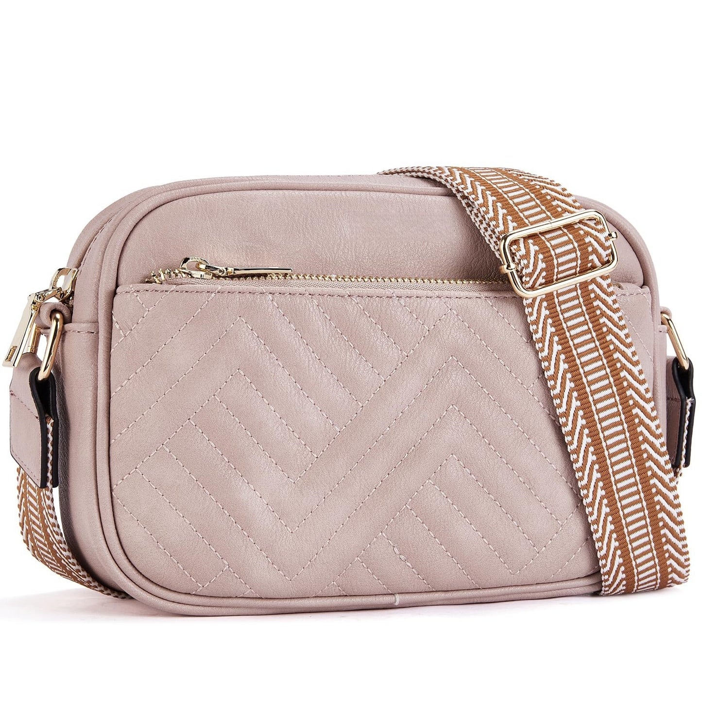 cow color matching multifunctional zipper crossbody bag