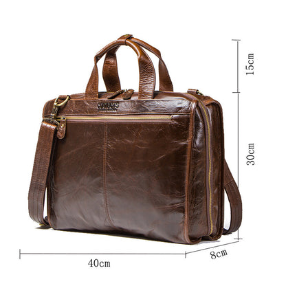 cowhide business briefcase mens shoulder messenger bag casual computer bag