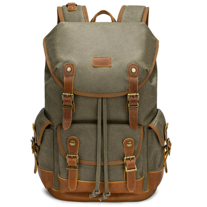 large capacity waterproof outdoor canvas vintage backpack