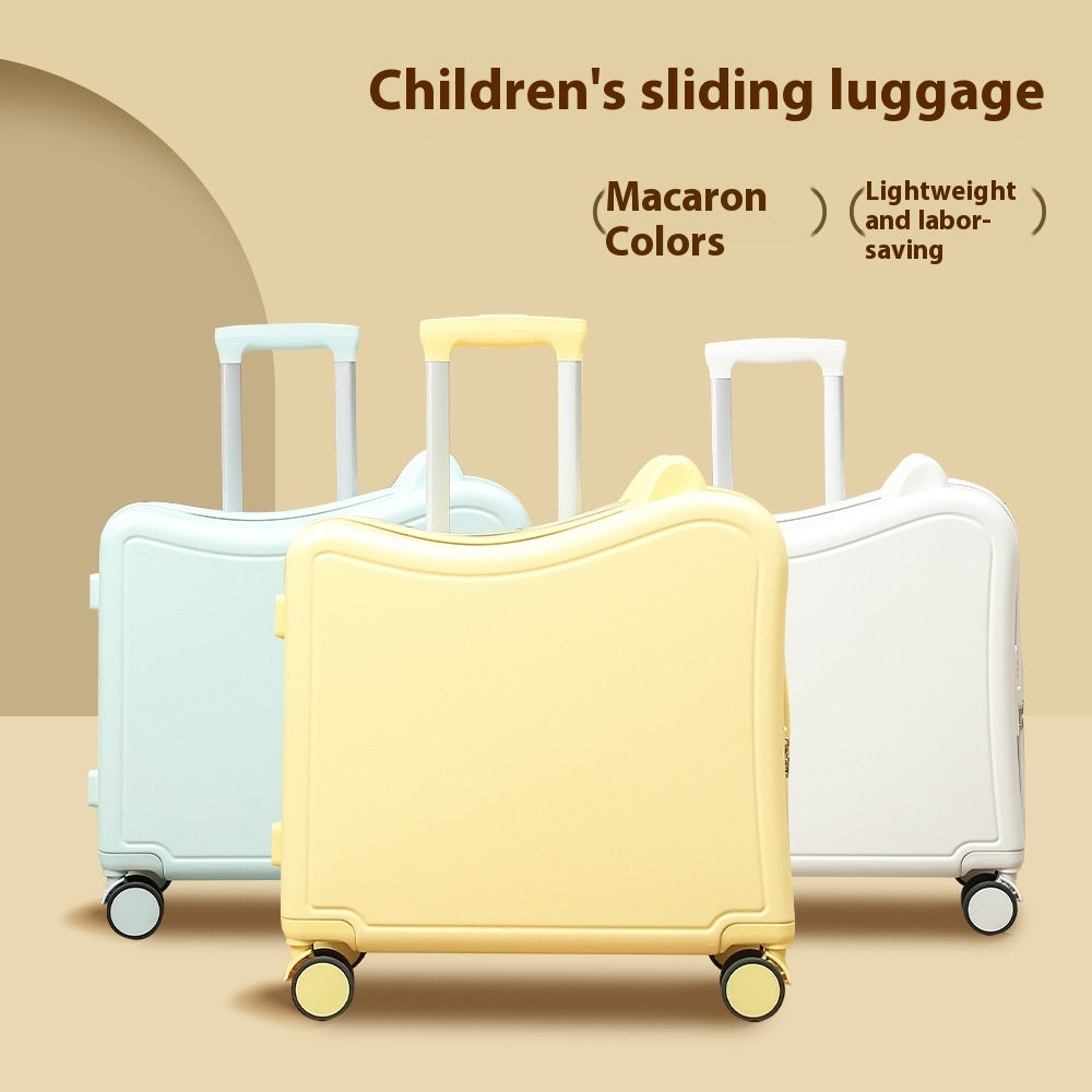 childrens luggage riding trolley case mute universal wheel boarding bag