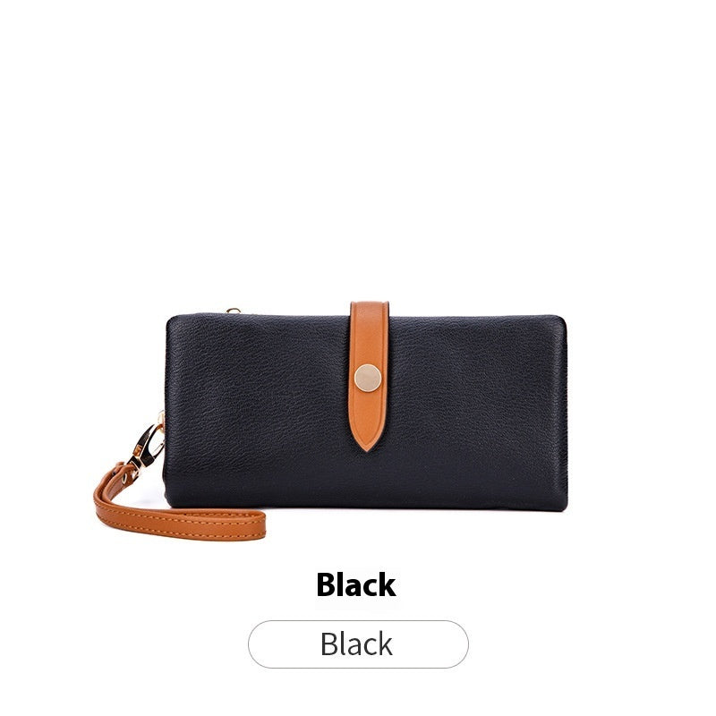 womens wallet contrast color hasp long zipper multi functional simple fashion clutch