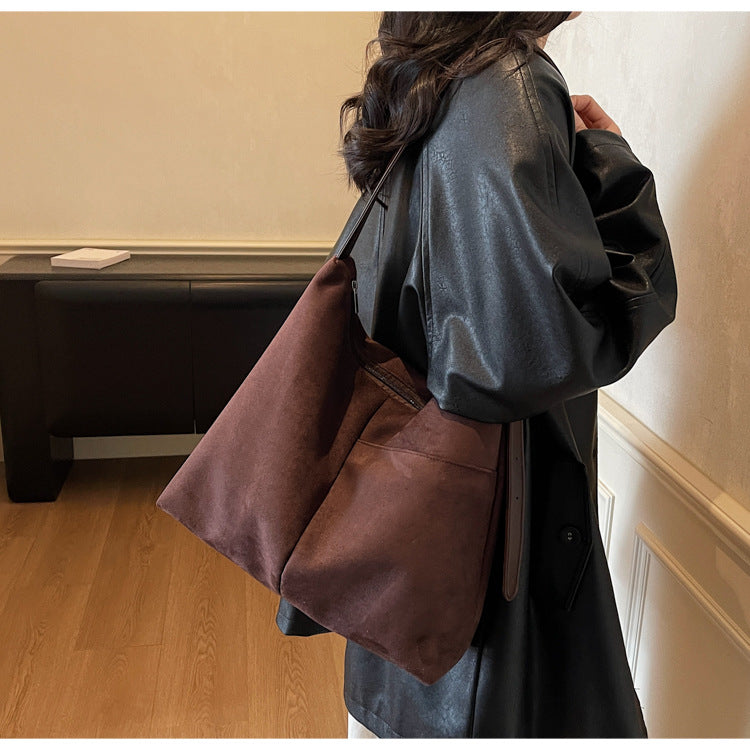Suede-look High-capacity Versatile Crossbody Bag