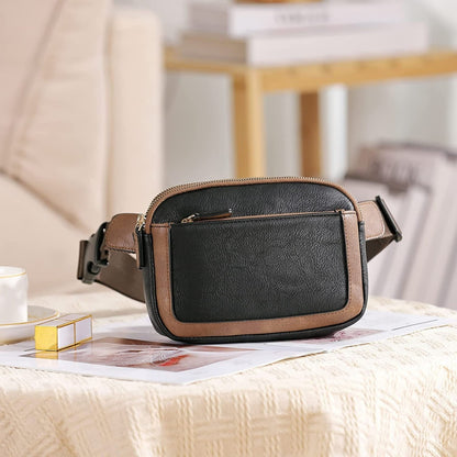 leisure and versatile synthetic leather womens waist bag