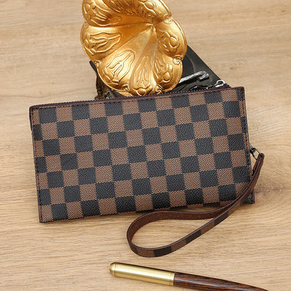 fashion personality plaid zipper mens wallet