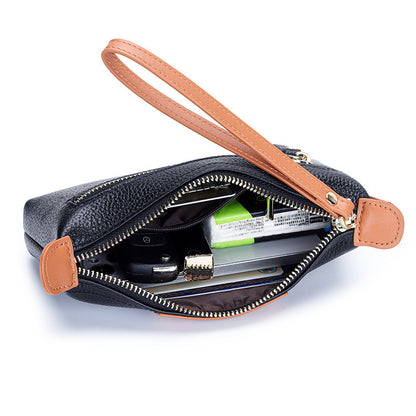 first layer womens leather handbag large capacity clutch phone holder handbag