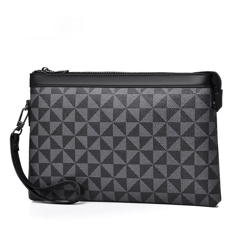 mens plaid leather portable envelope fashion youth wallet